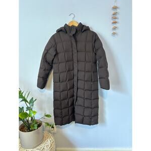 Chocolate Brown Long Hooded Goose Down Puffer Parka (Women's XS/P | Size 2-4)